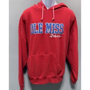 OLE MISS REBELS VINTAGE HOODED EMBROIDERED FLEECE SWEATSHIRT J. AMERICA SIZE XL